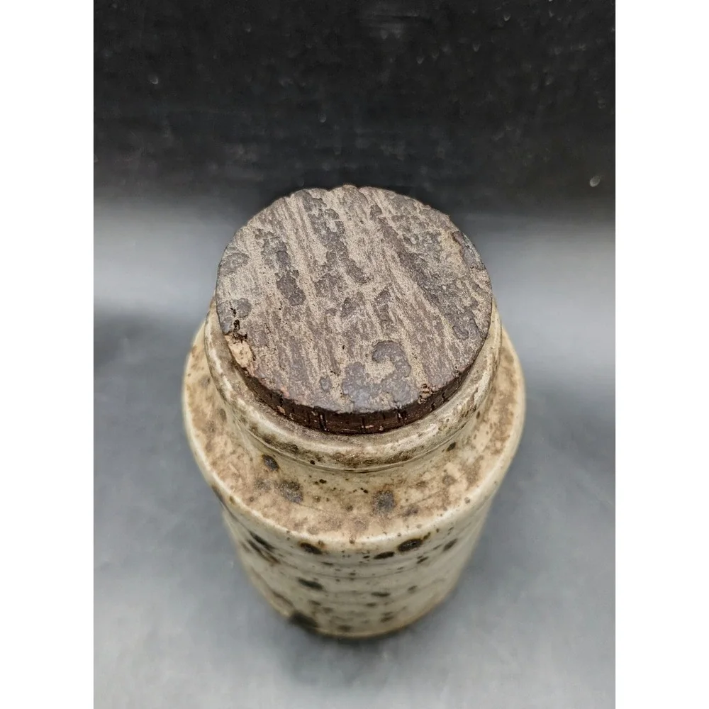 Gustave Tiffoche Corse Speckled Stoneware Jar with Cork Lid Rustic Cream 6